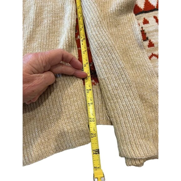 Roxy Knit Cardigan Sweater Med Multicolor Tribal Aztec Print Open Drape Front - Picture 5 of 6